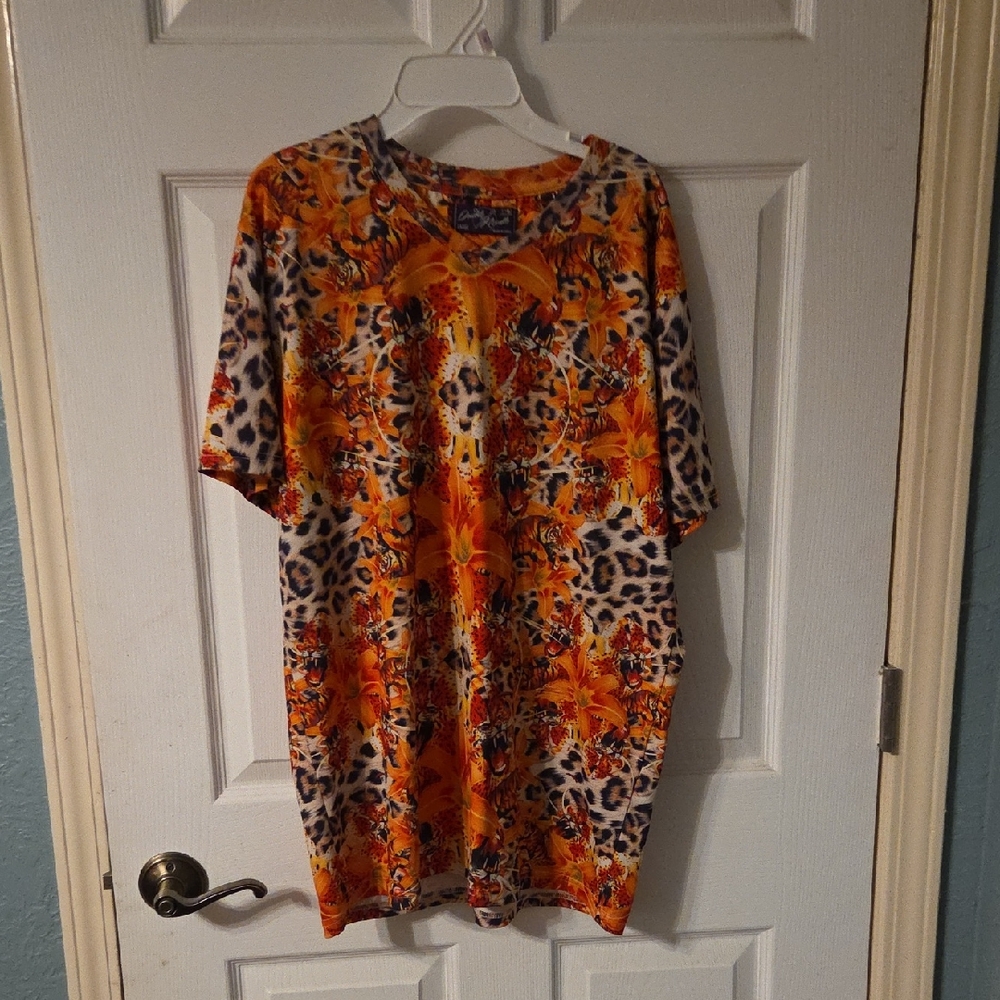 Vibrant Orange Leopard Print Blouse